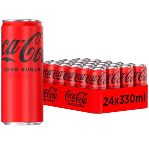 Coca-Cola Zero Sugar Slim Cans - Pack of 24 x 330ml - No Sugar, No Calorie Beverage