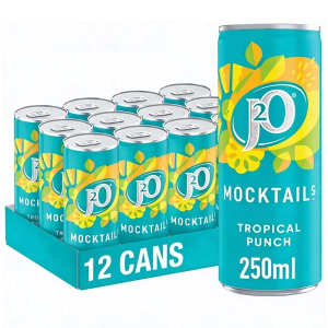J2O Mocktail Tropical Punch, Best Before: July 2026 - Can 250ml x12
