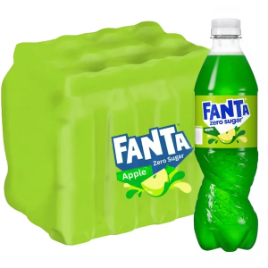 Fanta Apple Zero Sugar - Pack of 12 x 500ml - Refreshing Sugar Free Beverage, Best Before: 31/05/2026