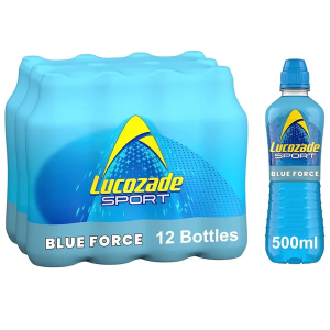 Lucozade Sport Blue Force, Isotonic Electrolyte Drink - Pack of 12 x 500ml