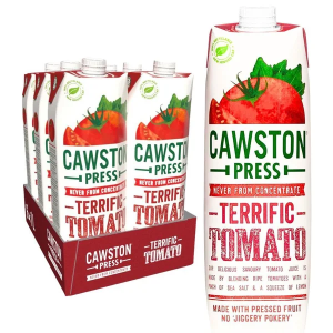 Cawston Press Terrific Tomato Pressed Juice of Smooth Pressed Tomato Goodness Best Before: 30 Apr 2026 Pack 1l x8