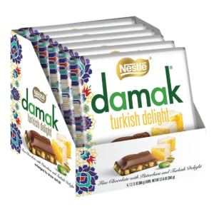 Nestle Damak Turkish Delight Chocolate With Pistachio, Pack of 6 x 60g - Best Before: 22-05-2026