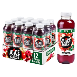 Juice Burst Summer Fruits - Delicious Fruity Refreshment , Pack of 12 x 500ml