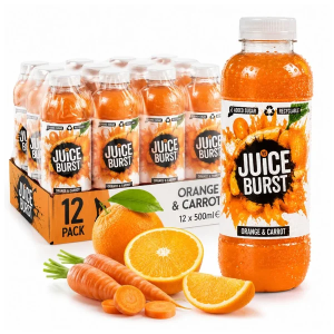 Juice Burst Orange & Carrot – Burst of Fruity Refreshment, Pack of 12 x 500ml