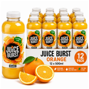 Juice Burst Orange Juice - Everyday Fruity Refreshment, Pack of 12 x 500ml