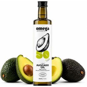 Omega Pressery Light Avocado Oil – 500ml Glass Bottle – Ideal For Cooking Frying & Roasting 