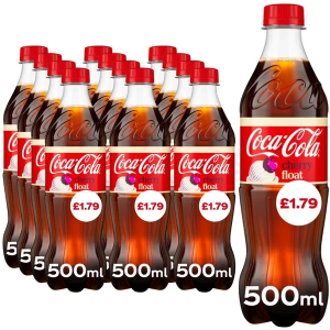 Coca-Cola Cherry Float Bottles PMP - Pack of 12 x 500ml - Sparkling Cherry and Vanilla Flavor Drink, Best Before: 31/7/2026