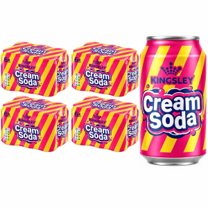 Kingsley Cream Soda Carbonated Soft Drink 330ml , Pack of 24 (4x6pk) - With Sugar & Sweeteners