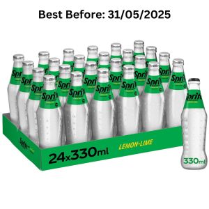 Sprite Zero Sugar Lemon-Lime in Glass Bottles 330ml x24 BBE: 31/05/2025