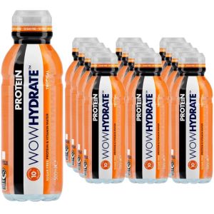 WOW HYDRATE Tropical Protein Water - Pack of 12 x 500ml, Sugar-Free Hydration with Added Protein, Best Before: June 2026