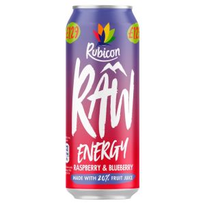 Rubicon Raw Energy Raspberry & Blueberry 500ml x 12  PM£1.29 BBE Jan 23