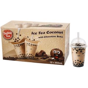Bubble Tea Chocolate Boba - Pack of 12 x 350ml - Coconut And Black Tea Flavored Ice Tea, Best Before: 14/03/2026