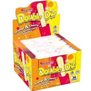 Swizzels Orange and Cherry Double Dip Stick - Pack of 36 x 19g - Fizz Dips with a Swizzlestick