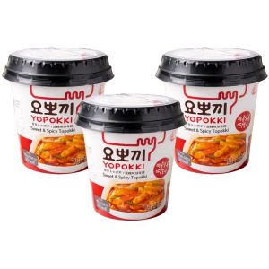Yopokki Sweet & Spicy Topokki (420g) - Pack of 3 x 140g - Instant Rice Cakes