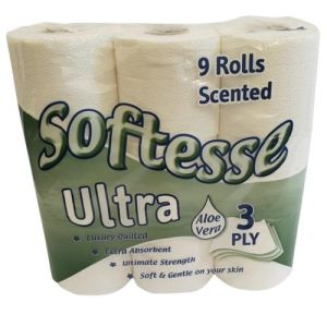 Softesse Ultra Aloe Vera Scented 3 PLY Toilet Rolls (5 x9pk) 45 Rolls