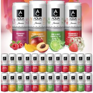 Aqua Carpatica Mix Case Flavours Sparkling Lime & Mint, Strawberry & Elderflower, Mango & Peach, Raspberry 330ml x 24