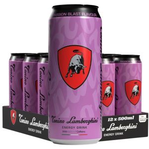 Tonino Lamborghini Passion Blast Energy Drink Cans - Pack of 12 x 500ml - Low Calorie Carbonated Energy Drink