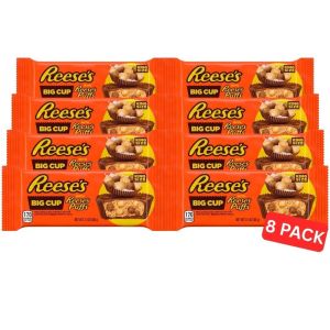 Reese's Big Cup King Size With Reese's Puffs 632g - Pack of 8 (16 Big Cups), Milk Chocolate & Peanut Butter Stuffed With Reese's Puffs Cereal