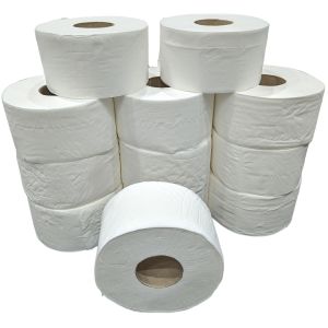  Mini Jumbo Unscented Toilet Rolls - Pack of 12 - Ideal for Home, Office & Business