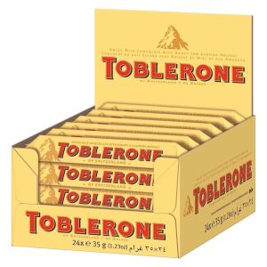 Toblerone Milk Chocolate Bars With Honey And Almond Nougat 35g x 24