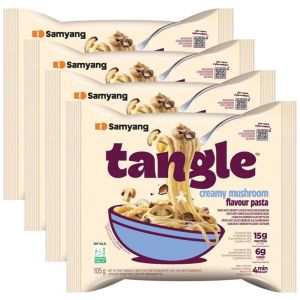 Samyang Tangle Creamy Mushroom Flavour Pasta - Pack of 4 x 15g - Creamy Taste with Mushroom Aroma