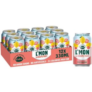 Volvic L'mon & Grapefruit Sparkling Citrus Drink 330ml x 12