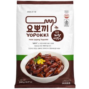 Yopokki Halal Jjajang Topokki 240g – Korean Rice Cakes with Fried Sauce, Halal