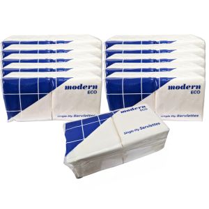Modern ECO Single Ply  White Serviettes Napkins Pack of 10