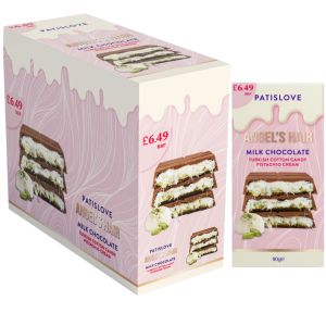 PATISLOVE Angel's Hair Milk Chocolate PMP - 90g x10 Bars - Turkish Cotton Candy Pistachio Cream