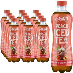 Typhoo Peach Iced Tea Bottle 500ml - Pack of 12 - Low Calorie, Mellow, Fruity, and Sweet