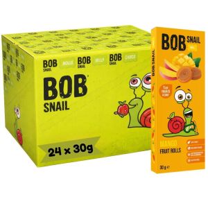 Bob Snail Mango Fruit Rolls 30g - 72 Pcs (24pk x 3 Rolls) - Just Fruit & Berries, No Added Sugar, No Artificial Colors & Gluten Free