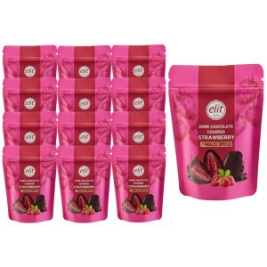 Elit Dark Chocolate Covered Strawberry Freeze Dried 80g x 12