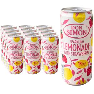 Don Simon Sparkling Lemonade With Strawberry - Pack of 12 x 330ml Cans - Refreshing Fruit Juice With Sugar & Sweetener