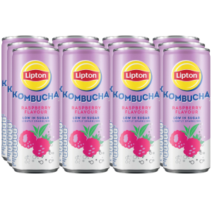 Lipton Kombucha Raspberry Flavour 250ml x 12 Low in Sugar, Lightly Sparkling