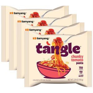 Samyang Tangle Chunky Tomato Pasta - Pack of 4 x 15g - Rich, Delicious & Easy to Prepare