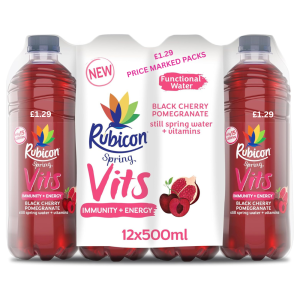 Rubicon Spring Vits Black Cherry Pomegranate Still Vitamin Water PMP 500ml x 12