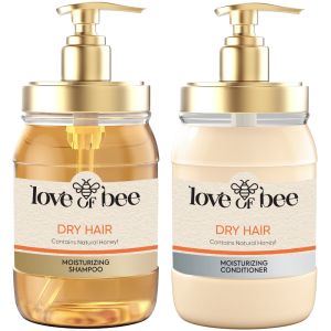Love of Bee Dry Hair Moisturizing Shampoo & Conditioner Pack of 2 x 420ml (1x Shampoo, 1x Conditioner)  Contains Natural Honey