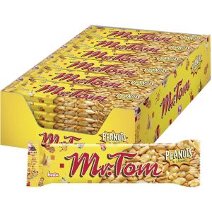 Mr. Tom Peanuts in Caramel Bars - Pack of 36 x 40g - Crunchy Peanut Caramel Snack