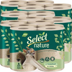 Select Nature Recycled 3ply Toilet Rolls Super Soft Toliet Paper Hygienic Eco Friendly Recycled Fibers from Beverage Cartons (48 Rolls)