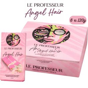 LE PROFESSEUR Angel Hair White Chocolate - Pack of 6 x 120g Bars - Pistachio Cotton Candy, Best Before: April 2026
