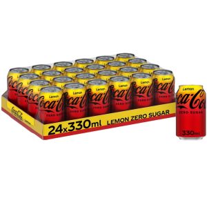 Coca Cola Lemon Zero Sugar Can - Pack of 24 x 330ml Sugar-Free Refreshing Beverage Drink, BBE: 30.11.2025