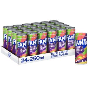 Fanta Tutti Frutti Zero Sugar Cans 250ml x 24, BBE: 30.09.2025