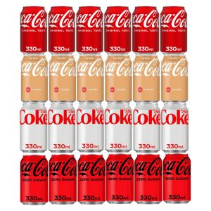 Coca Cola Mix Case:6x Original Taste, 6x Vanilla, 6x Diet Coke, 6x Coca Cola Zero Sugar330ML x24