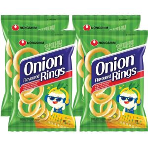 Nongshim Onion Rings Flavoured Crisps (200g) - Pack of 4 x 50g – Light & Crunchy Snack