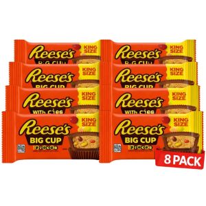 Reese's Candy Pieces Big Cup King Size 632g - Pack of 8 (16 Big Cups), Milk Chocolate & Peanut Butter, Best Before: 05/04/2026