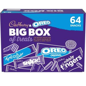 Cadbury & Oreo Big Snack Box - Pack of 64 Individually Wrapped Snacks - Milk Chocolate Biscuits, Wafer Bars & Oreo Originals (Nibbly Fingers, Time Out, Snack, Oreo)