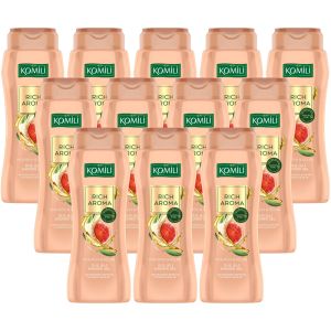 KOMILI Rich Aroma Nourish & Relax Shower Gel , Fig Seeds & Olive Oil - Pack of 12 x 500ml - Long Lasting Body Wash