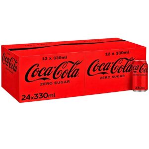 Coca-Cola Zero Sugar 330ml Cans - Pack of 24 (2x12pk) - No Sugar, No Calorie Beverage, Best Before: 30/04/2026