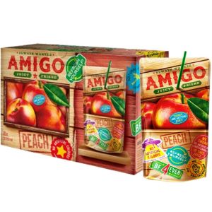 Amigo Peach Fruit Drink 200ml - Pack of 8 - No Artificial Flavors & Colors - Refreshing Drink