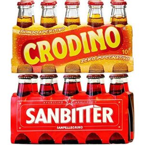 Crodino Aperitivo 10x100ml and SanPellegrino SanBitter Red 10x100ml (Total 20 Glass Bottles)